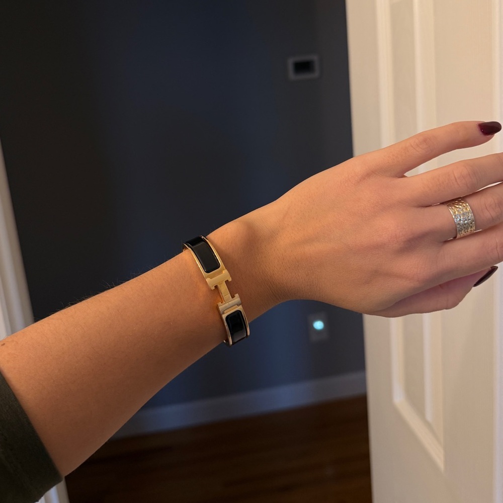 Hermes Black and Gold Bracelet
